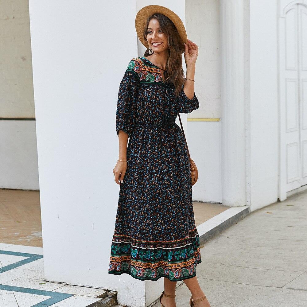 Robe longue boheme france - Noir / S