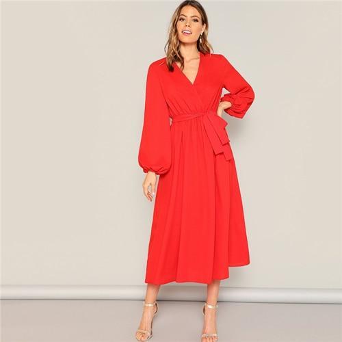 robe Longue Bohème Hippie - Rouge / XS