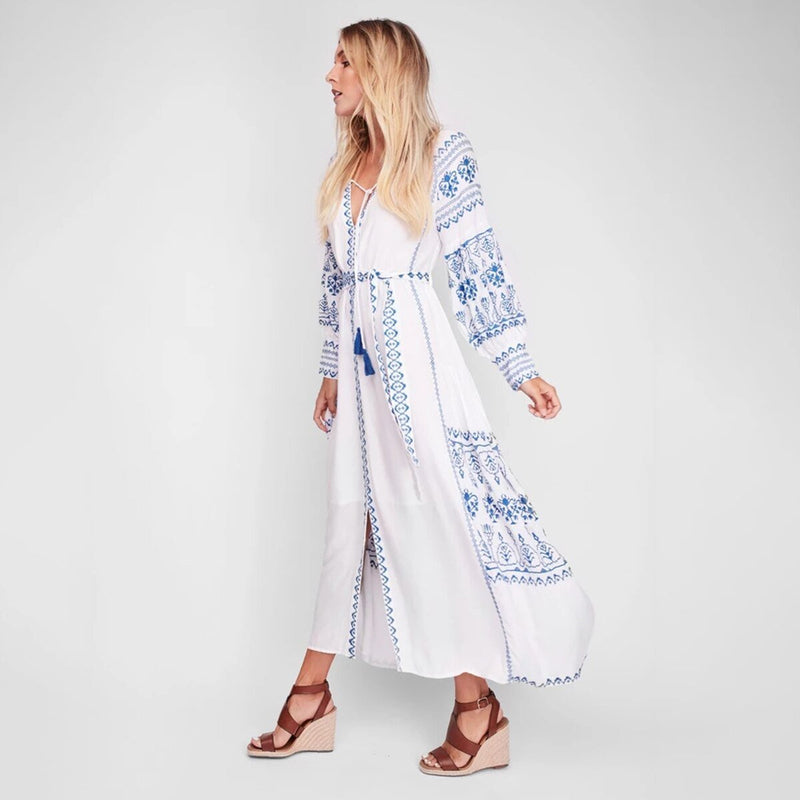 Robe Longue Bohème Hiver - Blanc / S