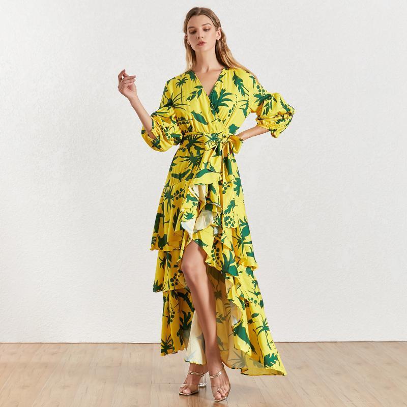 Robe longue bohème jaune - Jaune / S