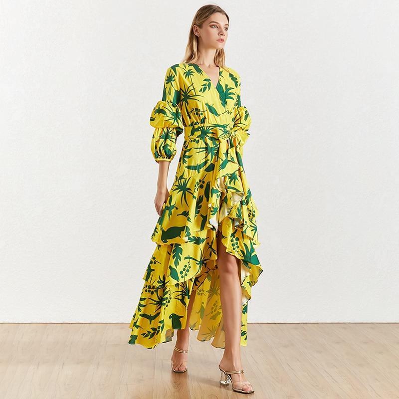 Robe longue bohème jaune