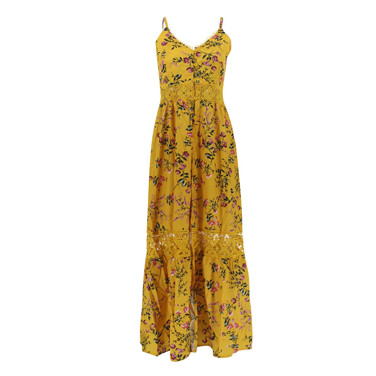 Robe longue bohème jaune