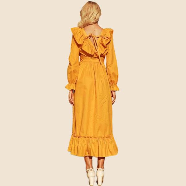 Robe Longue Bohème Mousseline - Jaune / S