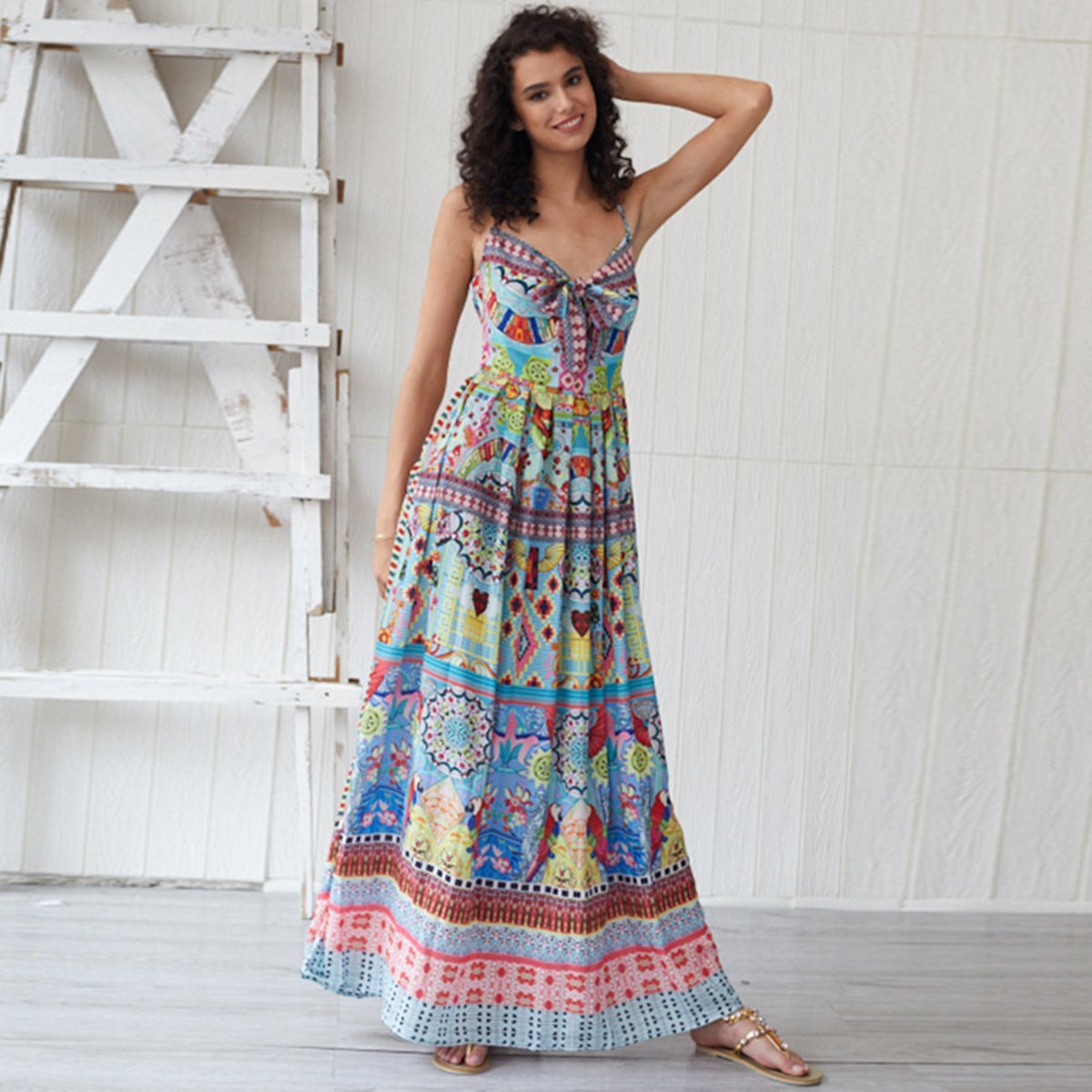 Robe longue bohème Multi-couleur