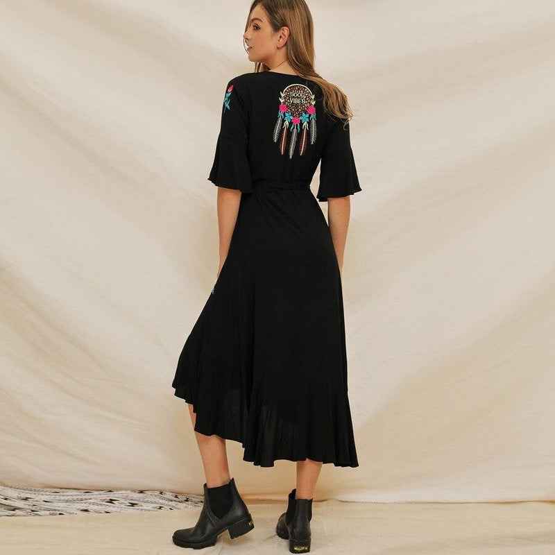 Robe Longue Boheme Noire - Noir / S