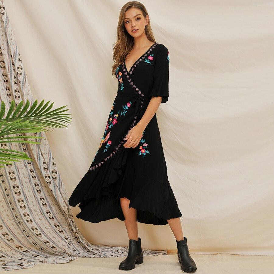 Robe Longue Boheme Noire - Noir / S