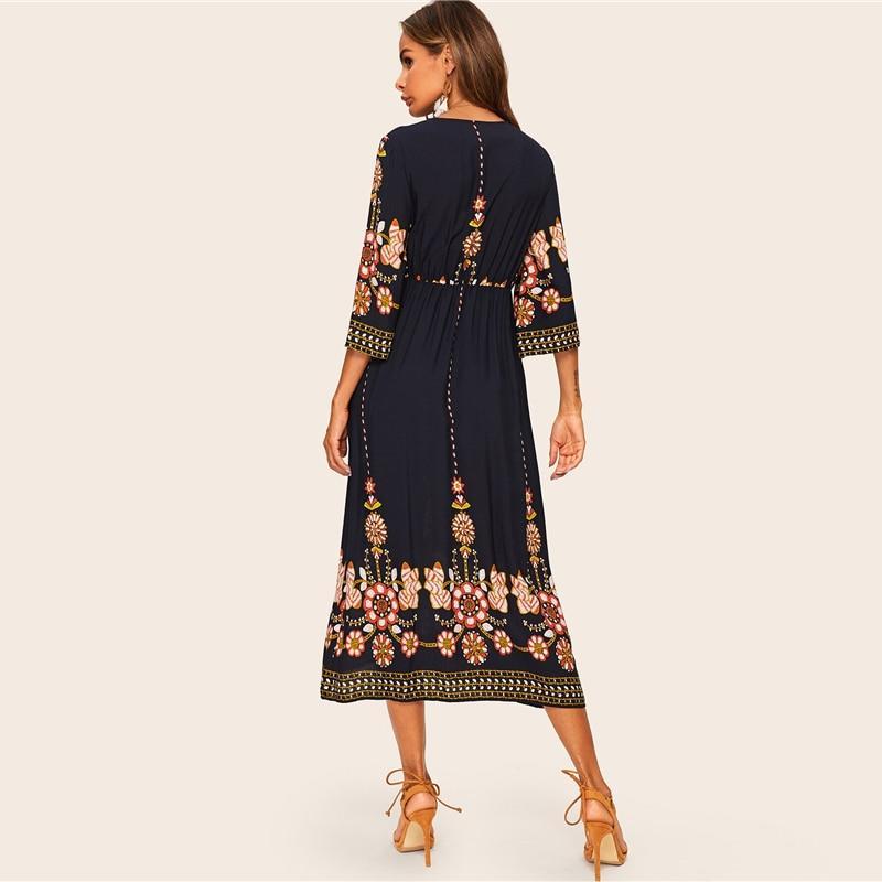 Robe Longue Bohème Printemps - XS / Noir