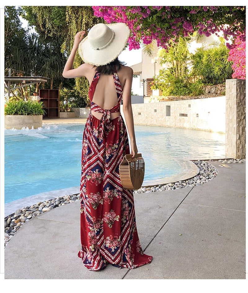 Robe Longue Bohème Soirée - S / Rouge