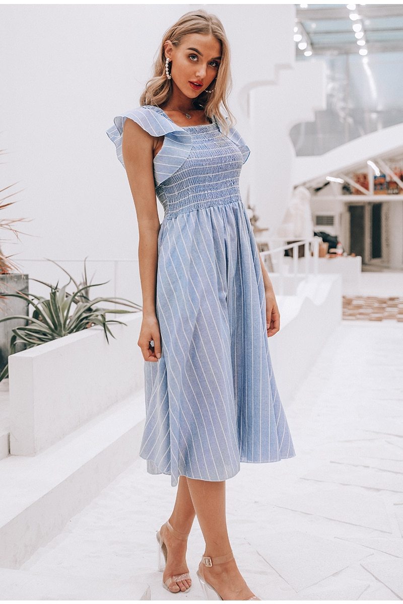 Robe Longue Boheme Soirée - Bleu / S
