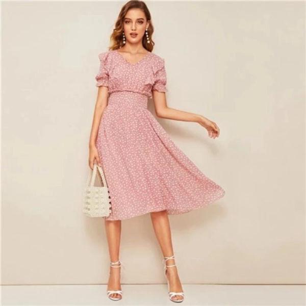 Robe Longue Bohème Vieux Rose - Rose / L