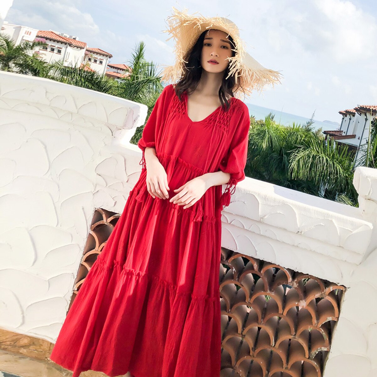 Robe longue boheme voile de coton