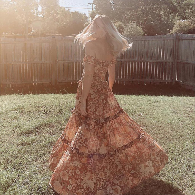 Robe Longue Boho - Orange / S