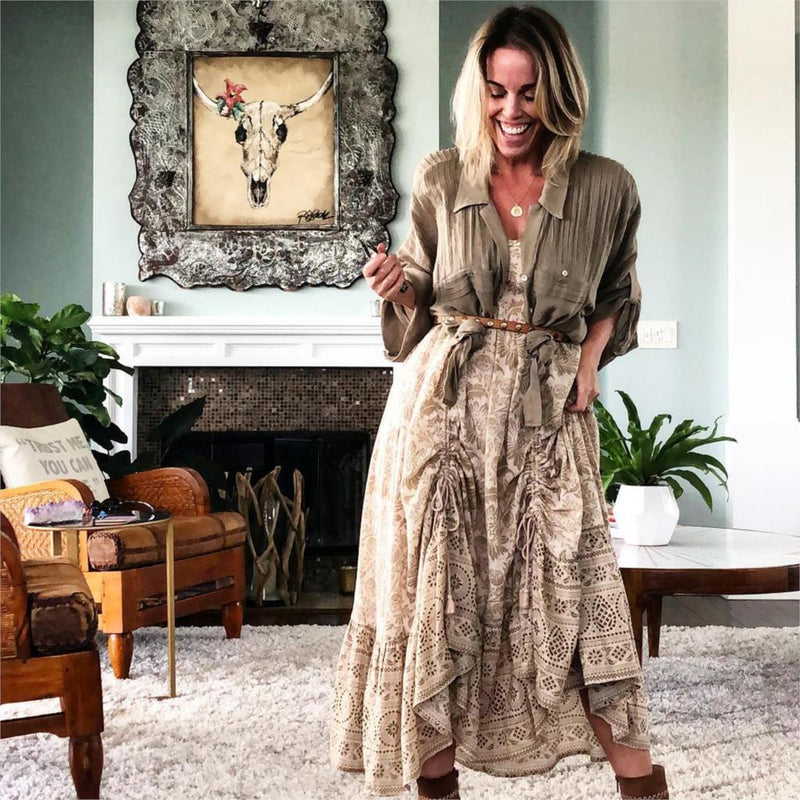 Robe Longue boho Chic Hiver - Beige / S