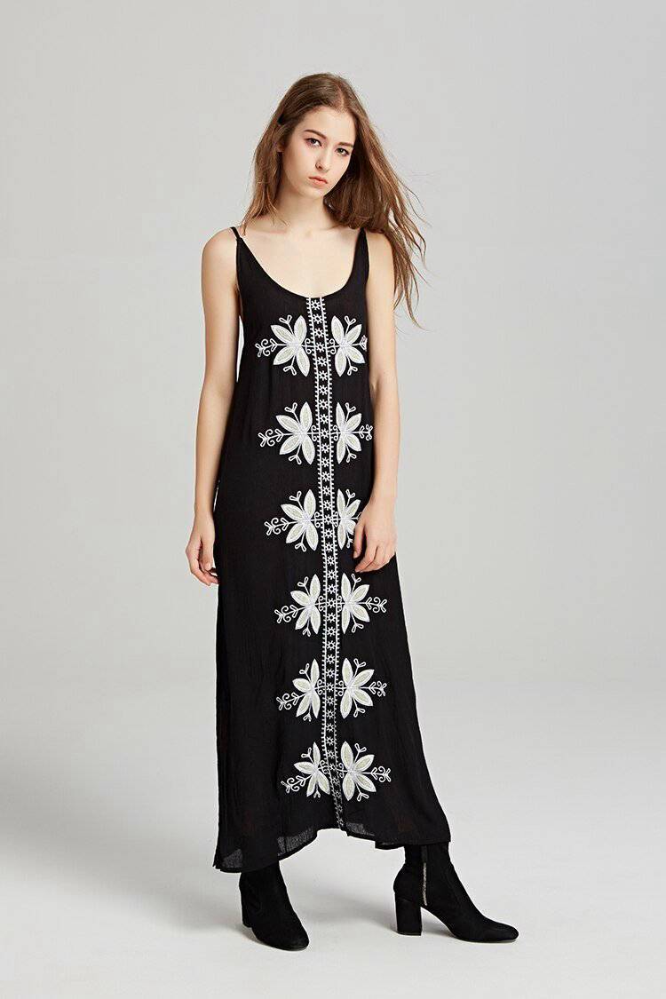 Robe Longue Boho Chic Hiver - Noir / S