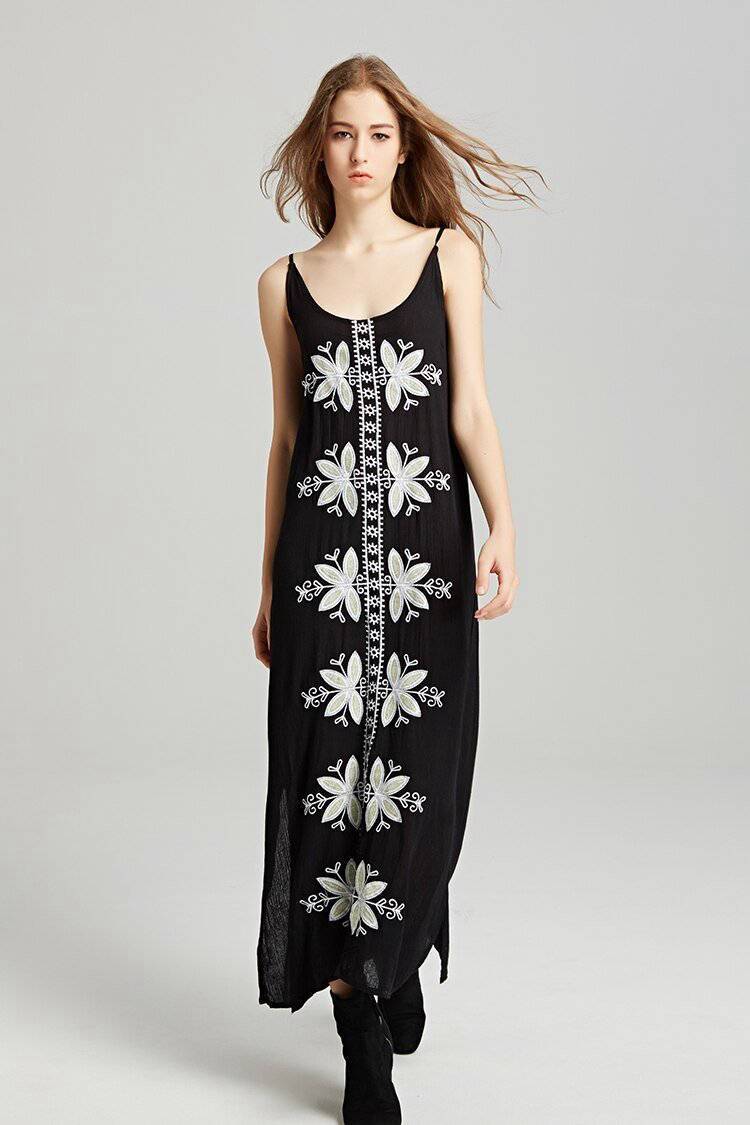 Robe Longue Boho Chic Hiver - Noir / S