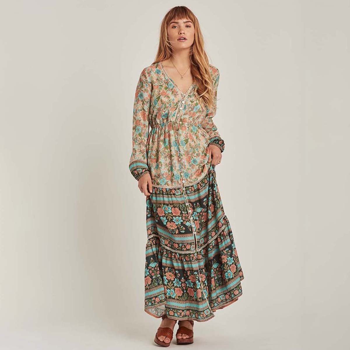 Robe Longue Boho - Vert / S