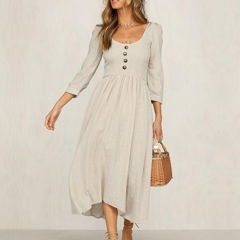Robe Longue Ecru Bohème - Abricot / S