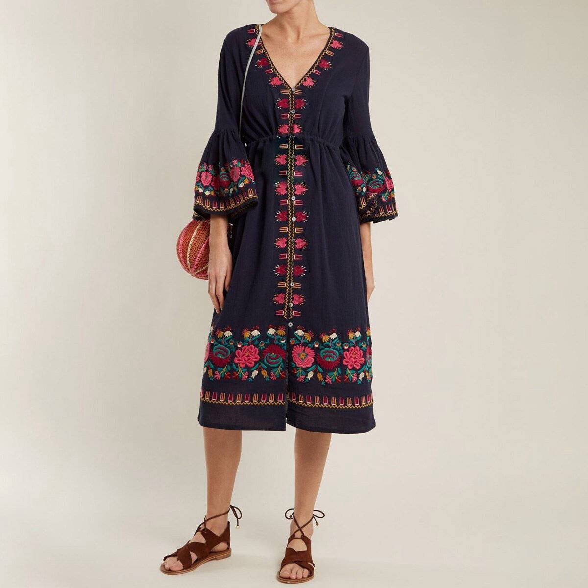 Robe Longue Fluide Hippie Chic - Noir / S