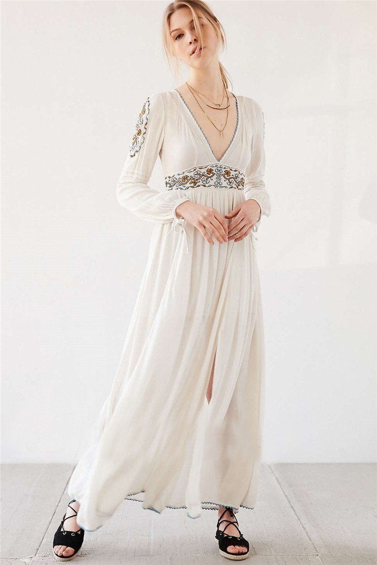 Robe longue hippie blanche