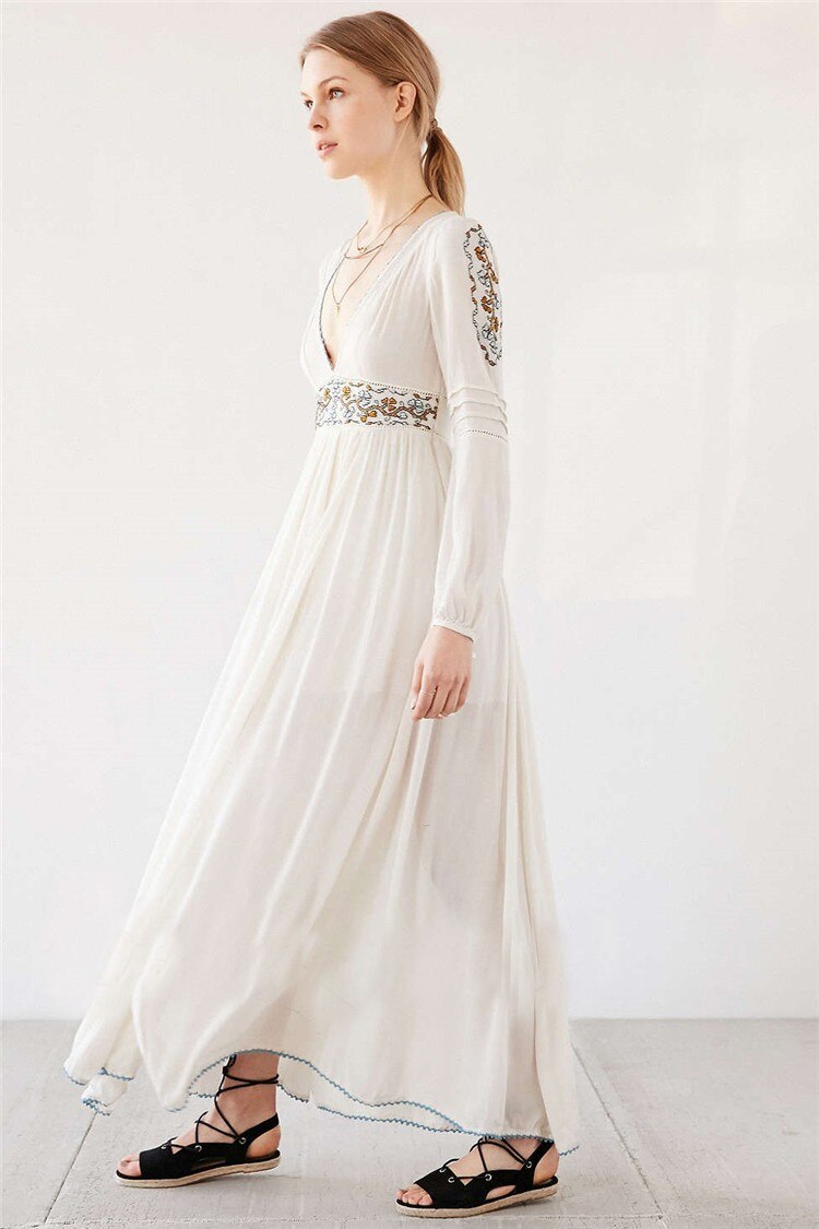 Robe longue hippie blanche