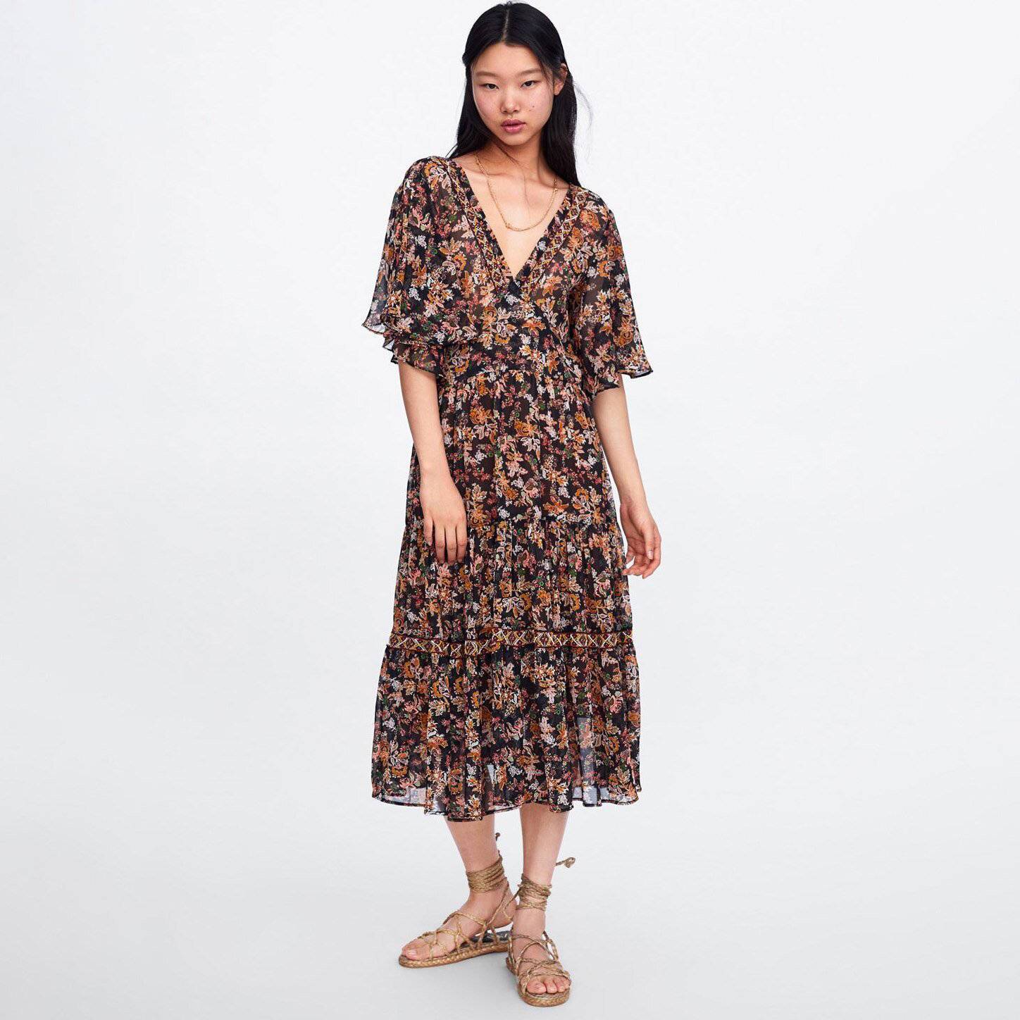 Robe Longue Hippie Fleurie - Multi-couleur / S