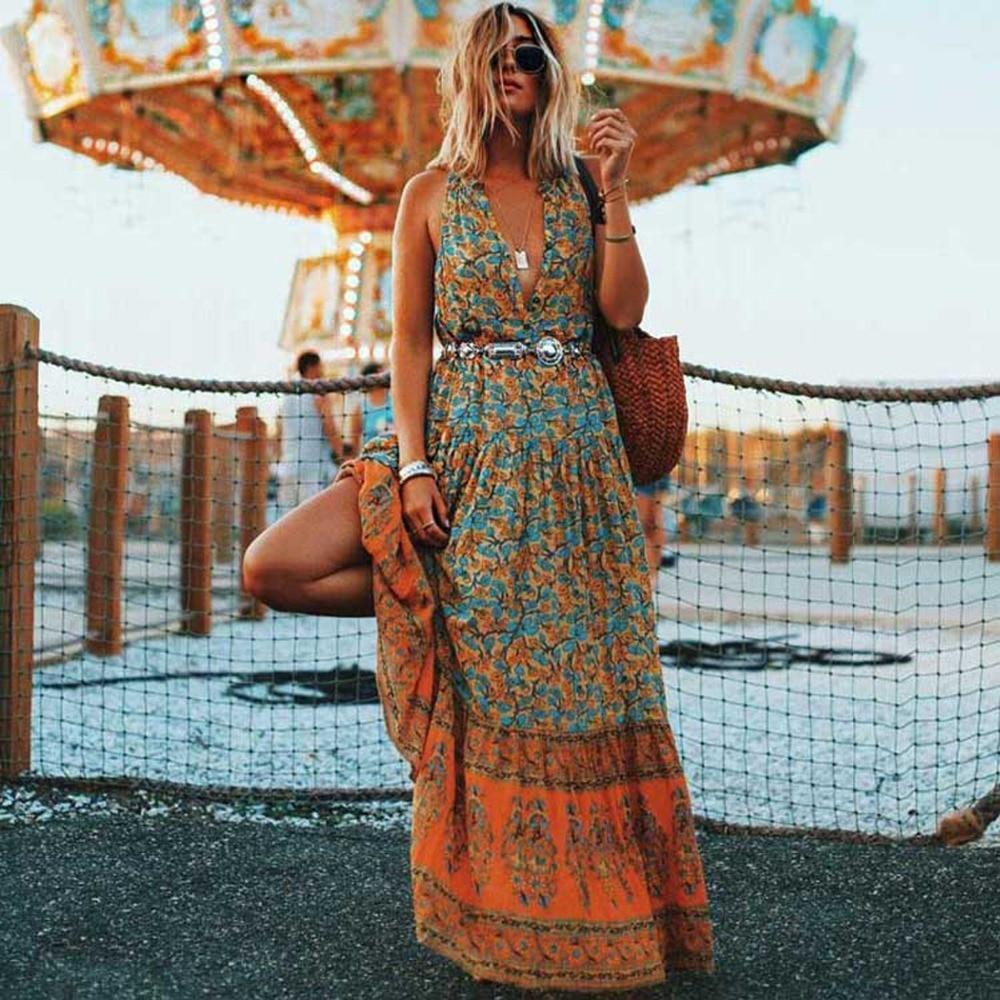 Robe Longue Hippie Pas Cher - Multi-couleur / S