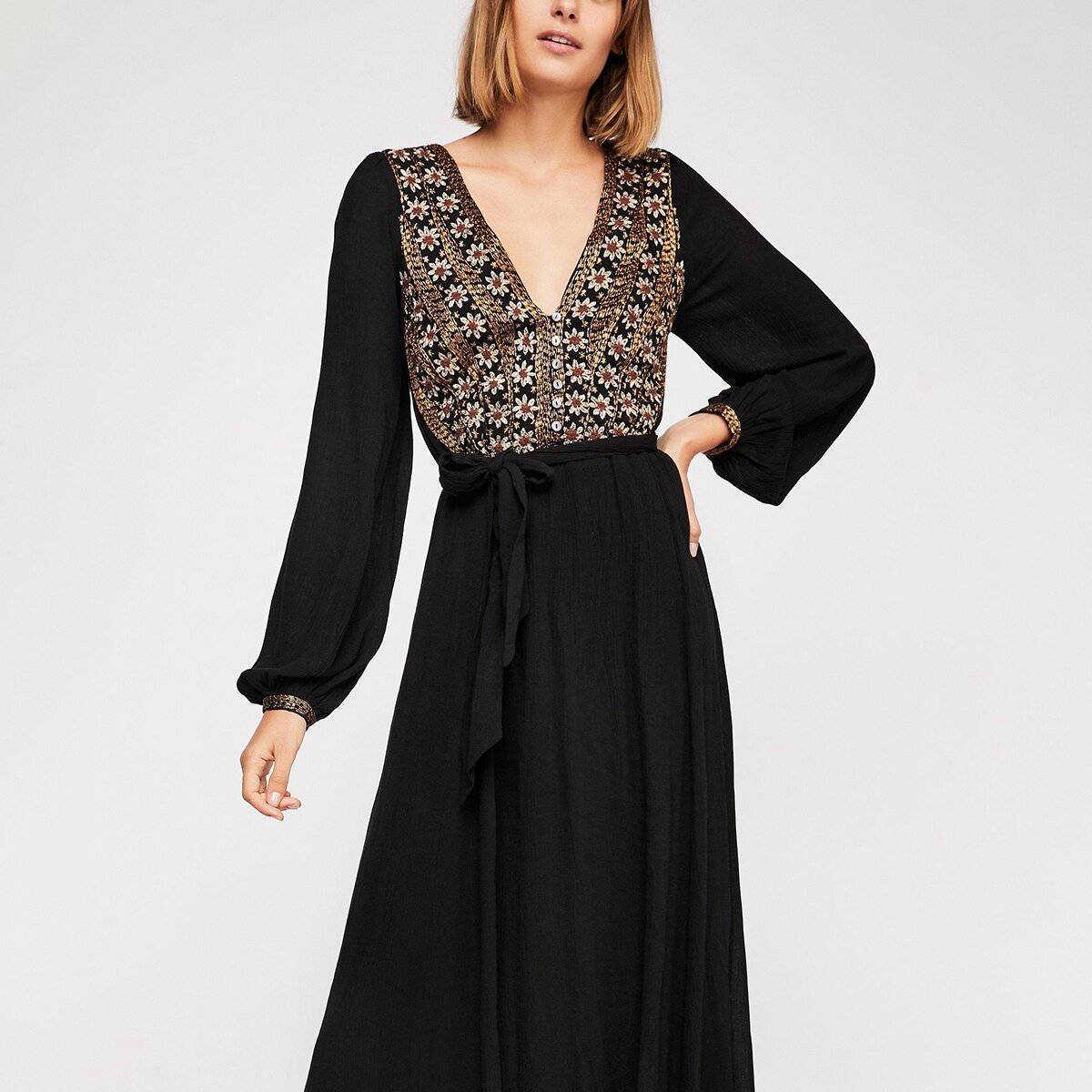 Robe Longue Style Bohème Boho - Noir / S