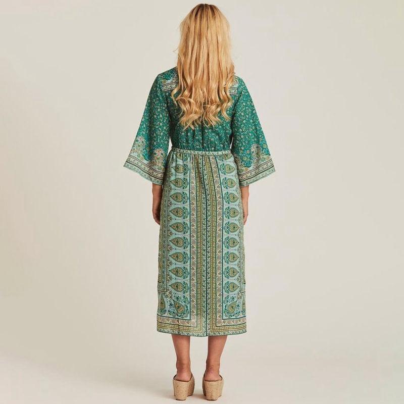 Robe Longue Style Bohème Chic Été - Vert / S