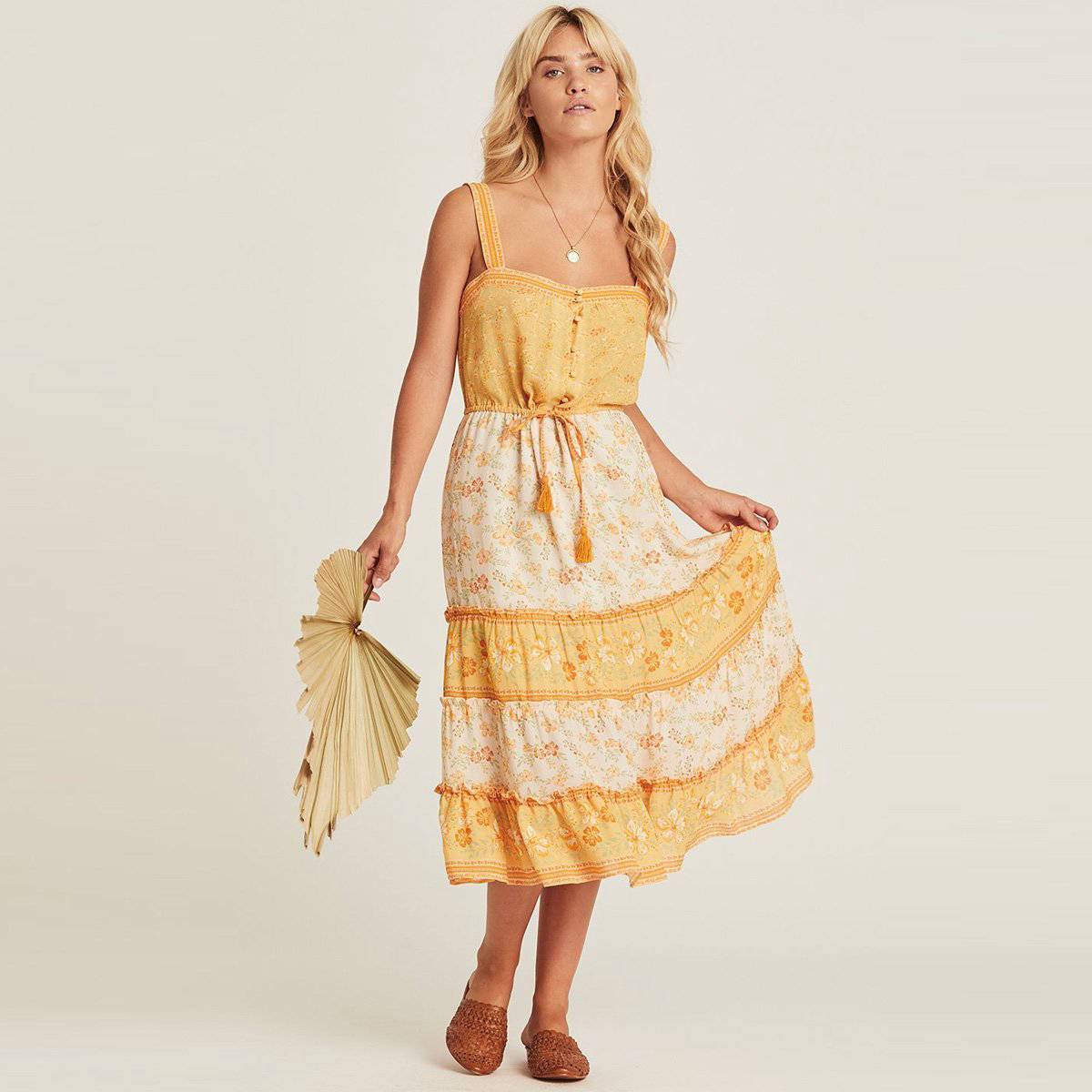 Robe Longue Style Boho - Jaune / S