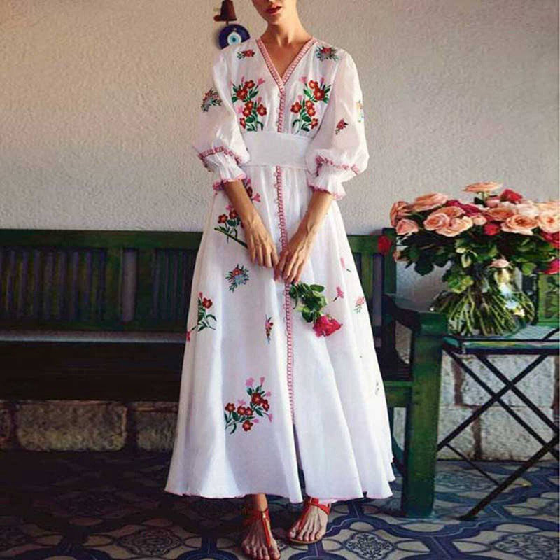Robe Longue Style Hippie - Blanc / S