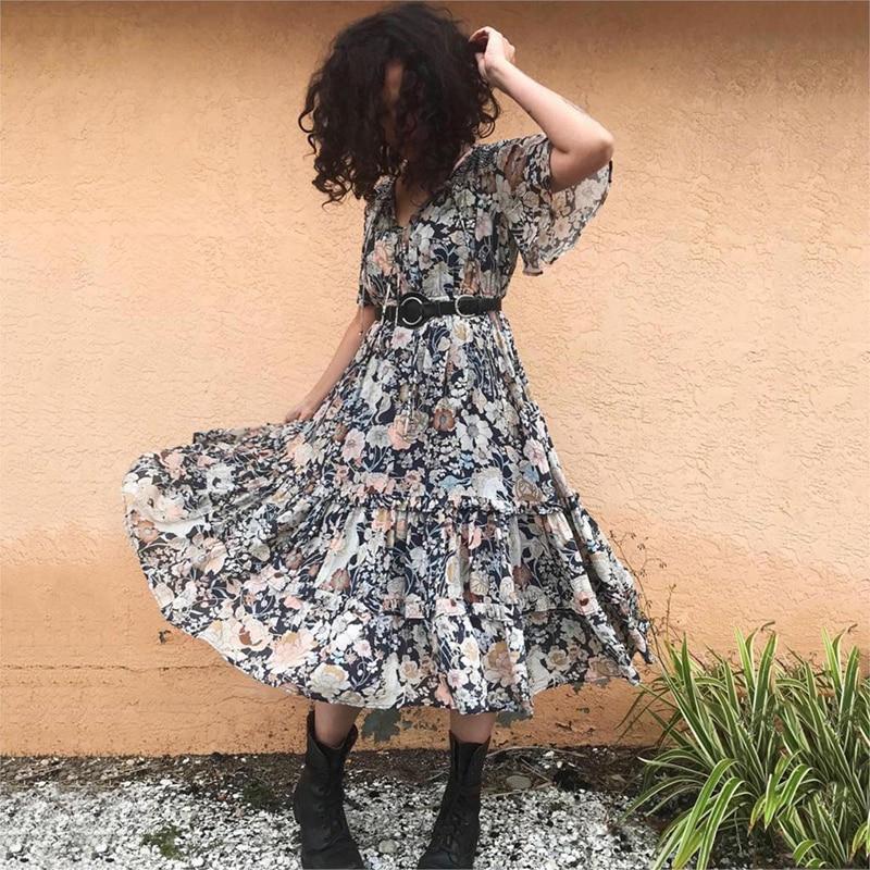 Robe Longue Thème Bohème - Multi-couleur / S