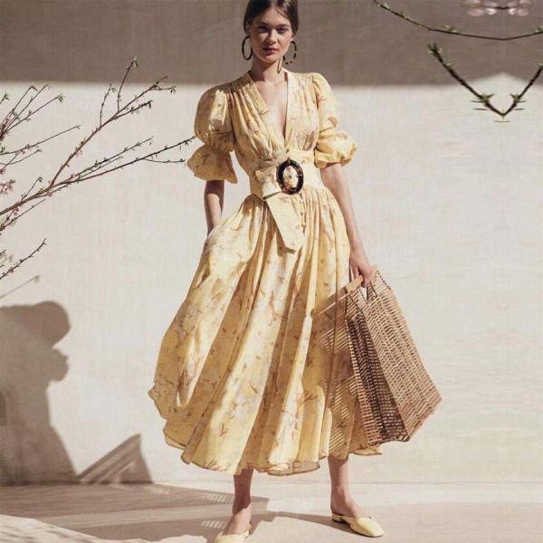 Robe Longue Type Bohème - Jaune / S