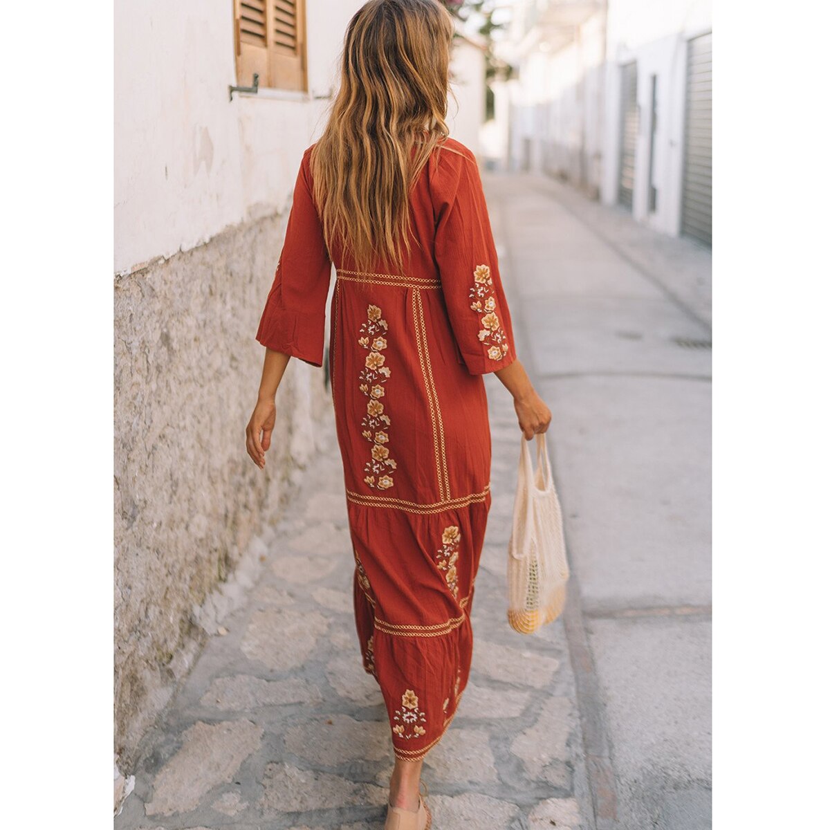 Robe manche longue style boheme