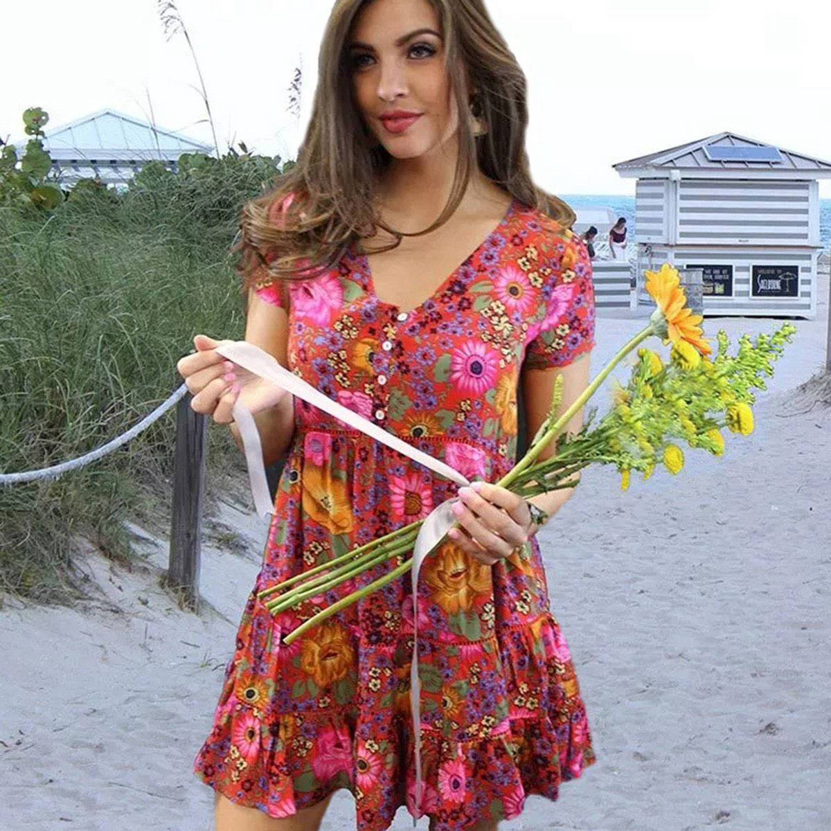 Robe Maxi Hippie - Rouge / S