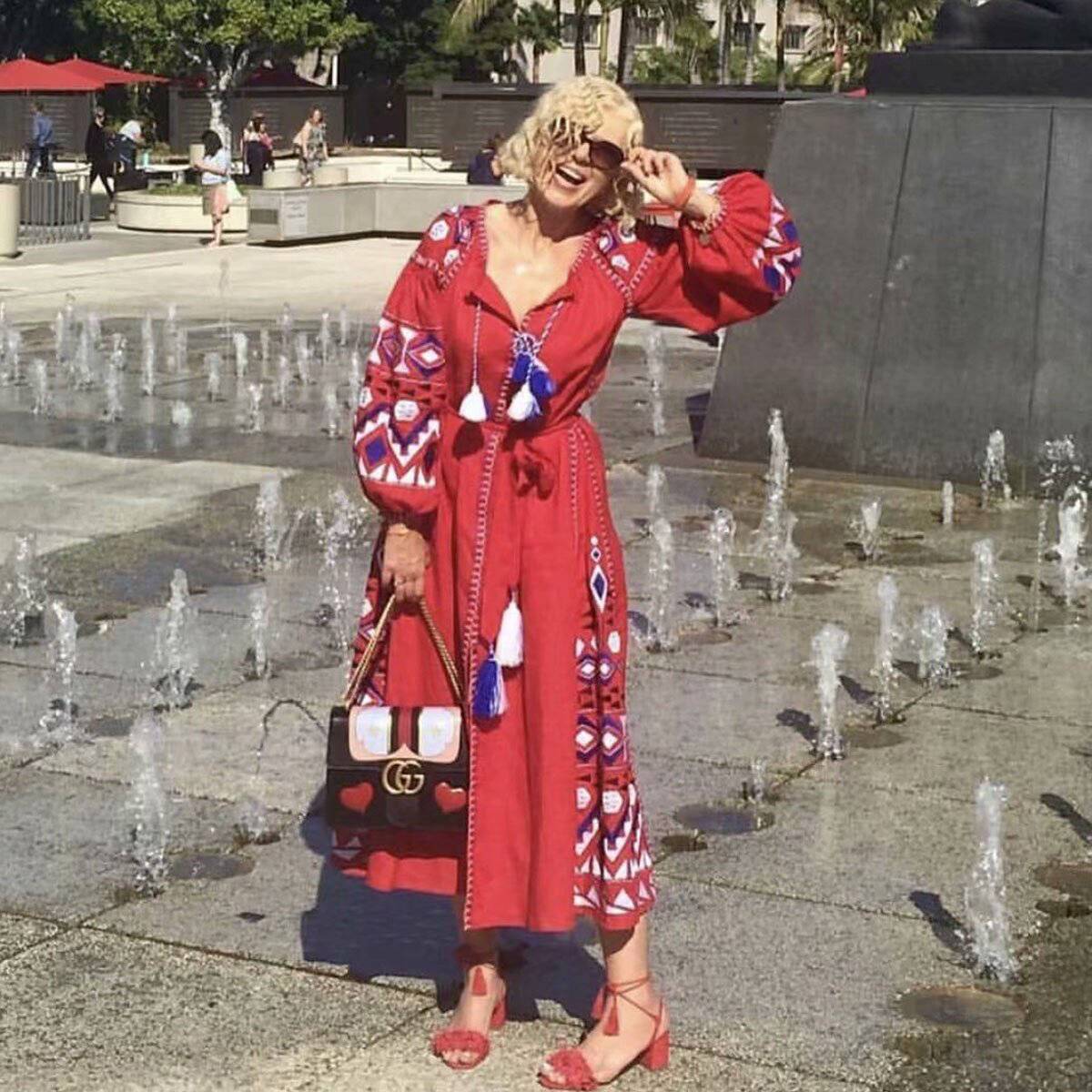 Robe Plage Hippie - Rouge / Taille Unique