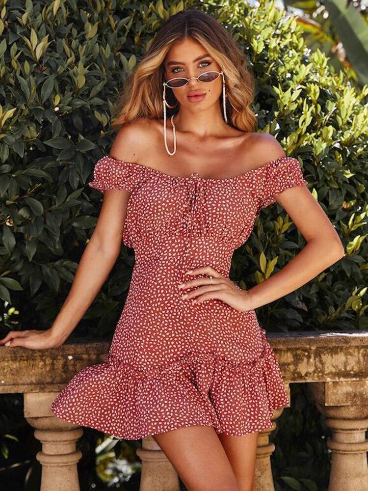 Robe Soirée Bohème Chic - Rouge / S