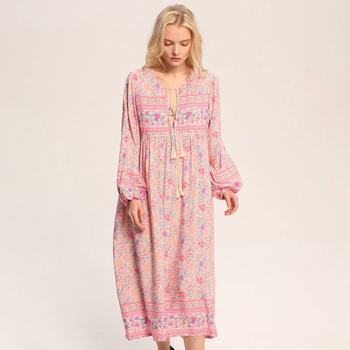 Robe Soirée Boho - Rose / S