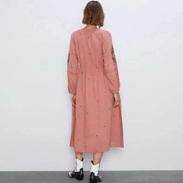 Robe Style Bohème Ample - Rose / XS