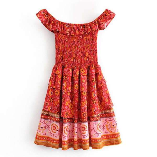 Robe Style Bohème Hippie - Rouge / S