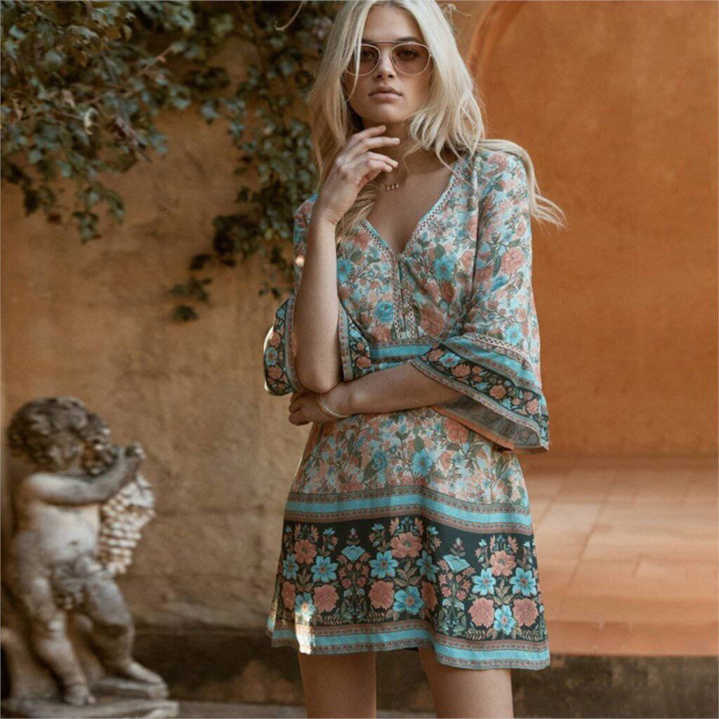 Robe Style Bohème Mi Longue