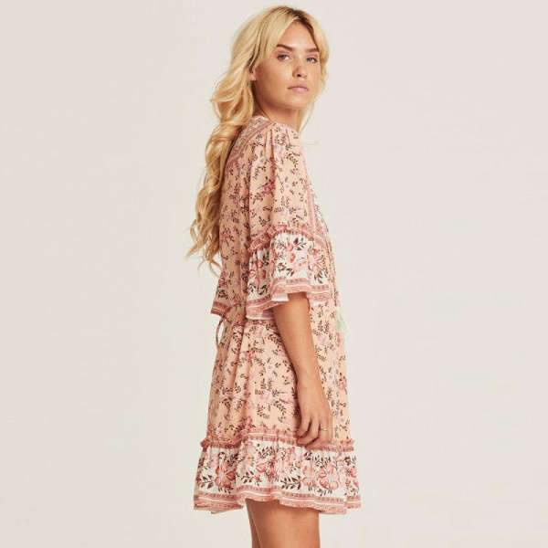 Robe Style Bohème Retro - Rose / S