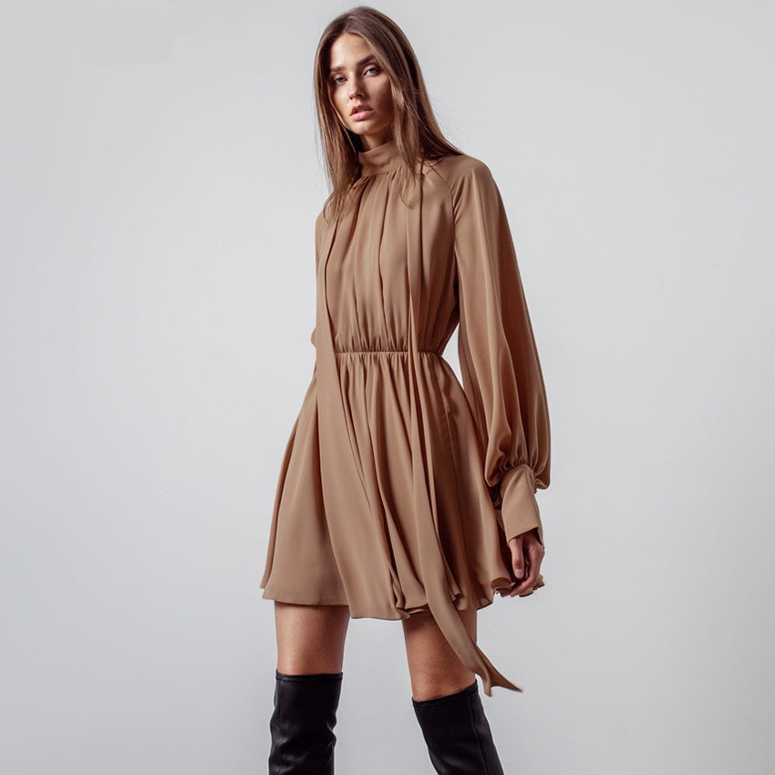 Robe bohème marron courte